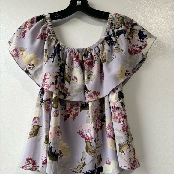 Wilfred Aritzia Promener Floral Off Shoulder Blouse Silk Trim Size Small - Picture 6 of 11